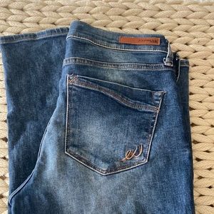 Express midrise dark wash ripped jeans